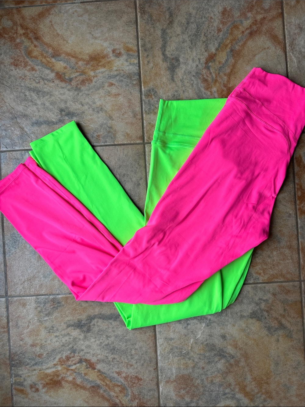 Women’s High-Waist Leggings - Neon Pink & Neon Green